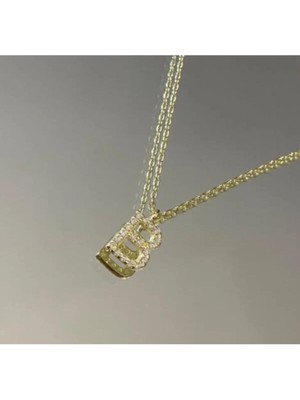 Wind Silver 925 Ayar Gümüş Zirkon Taşlı Minimal Harf Kolye