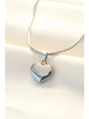 Shopwave 316L Çelik Gümüş Renk Kalp Kolye