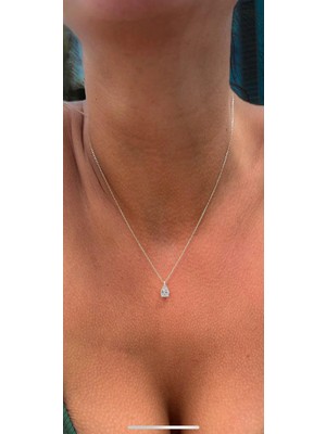 Wind Silver Beyaz Elmas Kesim Damla Kolye 925 Ayar