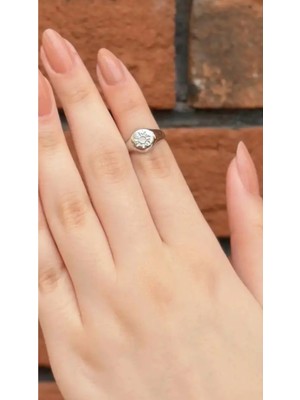 Wind Silver Güneş Kazımalı Ayarlı Yüzük 925 Ayar