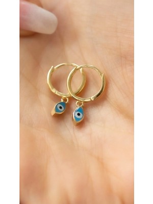 Wind Silver Mineli Nazar Küpe 925 Ayar