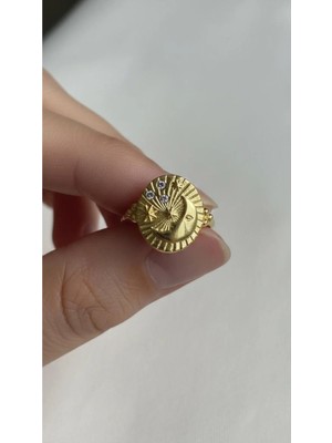 Wind Silver Ay Figürlü Ayarlı Tasarım Yüzük 925 Ayar