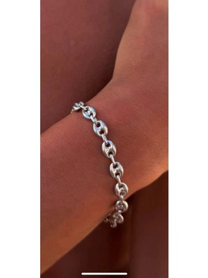 Wind Silver Baklalı Kalın Bileklik 925 Ayar