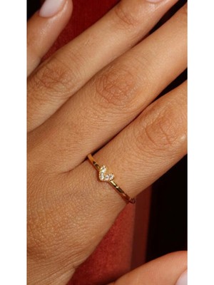 Wind Silver Minnak Kalp Tatlı Yüzük Ayarlı 925 Ayar