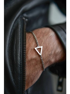 Wind Silver Erkek Üçgen Bileklik 925 Ayar