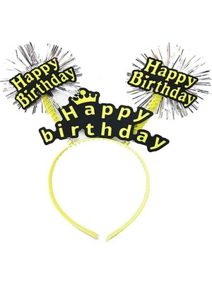 Store Mania Ieg™ Happy Birthday Püsküllü Neon Sarı Renk Doğum Günü Tacı 22X19 cm