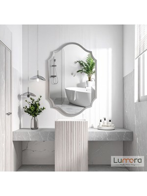 Lumora Mirror Design Zayne Modern Gümüş Boyalı Mdf Çerçeveli Dekoratif Ayna