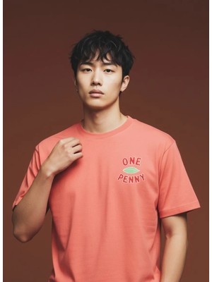 One Penny One Leaf Coral Ön Nakış Baskılı T-Shirt