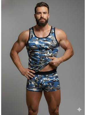 Giyim Erkek Kamuflaj Tank Top Boxer Iç Çamaşır Takımı Beruflic