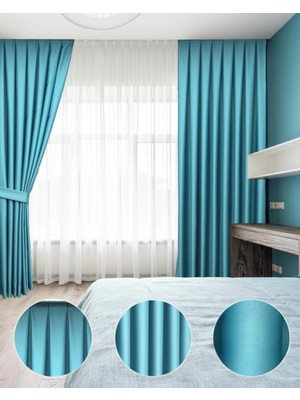 YS Perde Tasarım Lüx Saten Blackout Karartma Güneşlik Perde Yüksek Kaliteli Düz Pilesiz Tek Kanat - Mint SATEN/57289