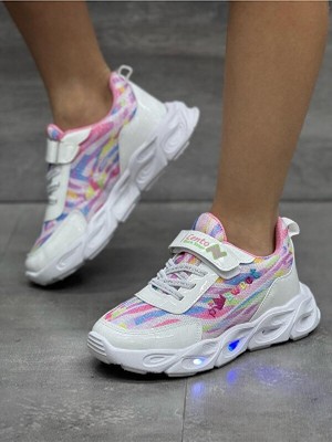 Adımist Çocuk Unisex Rahat Ortopedik Taban Işıklı Snakers Spor Ayakkabı (LENTO IŞIKLI)