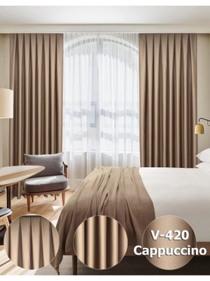 YS Perde Tasarım Lüx Saten Blackout Karartma Güneşlik Perde Yüksek Kaliteli Düz Pilesiz Tek Kanat - Cappuccıno SATEN/46306