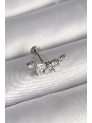 Shopwave 316L Çelik Gümüş Renk Zirkon Taşlı Tragus Piercing