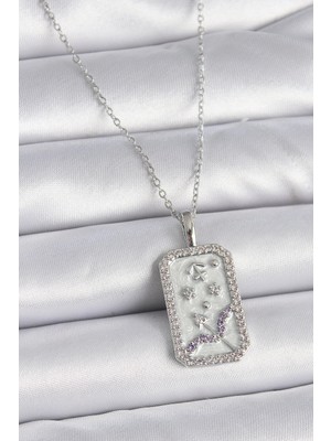 Shopwave 316L Çelik Gümüş Renk Zincir Yay Burcu Zirkon Taşlı Kadın Kolye