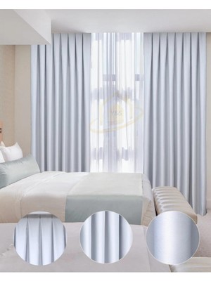 YS Perde Tasarım Lüx Saten Blackout Karartma Güneşlik Perde Yüksek Kaliteli Düz Pilesiz Tek Kanat - Buz Gri SATEN/35306