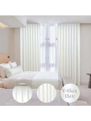 YS Perde Tasarım Lüx Saten Blackout Karartma Güneşlik Perde Yüksek Kaliteli Düz Pilesiz Tek Kanat - Ekru SATEN/02298