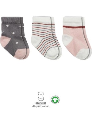 SHC4200 Mey Ithalat® 3'lü Penye Kız Soket Çorap 10112 Gri