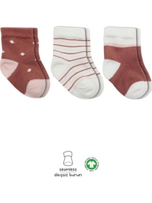 SHC4200 Mey Ithalat® 3'lü Penye Kız Soket Çorap 10112 Pudra