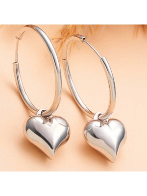 Erseyy Gümüş Kalp Sallantılı Kadın Küpe