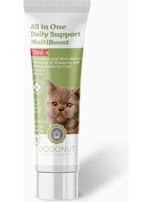 Braventa Collection Dodonut Multiboost Kedi 11IN1 Multivitamin Malt Besin Takviyesi, 100 gr