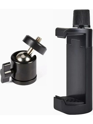 Braventa Collection Telefon Tripod Tutucu Başlık + Tripod 90° Yönlendirme Aparatı 360 Derece Dönebilen Başlık Tüm Tripod