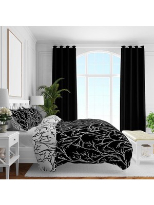 Braventa Collection Brielle Düz Pamuk Saten Nevresim Setleri, Siyah, Queen Size