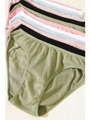 Tutku Kadın 12'li Cotton  Bikini 0592 (Nefen Alan Doku Kumaş)-Çok Renkli-M/l