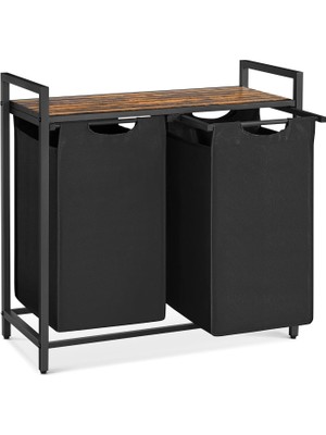 Braventa Collection 2 Bölmeli Çamaşır Sepeti, Raflı Çamaşır Sepeti, Çamaşır , Çıkarılabilir Oxford Kumaş, Metal Çerçeve,