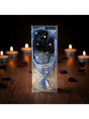 ForWhat Büro Ev Ofis Hediyesi Için Şeffaf Kutulu Üç Gül Buketi