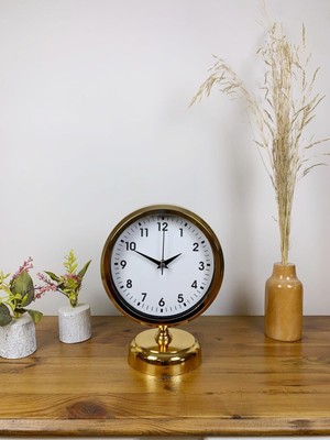ForWhat Büro Ev Ofis Masa Saati Için 25X20CM Golden Metal Lüks Mekanizma