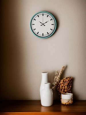ForWhat Büro Ev Ofis Duvar Saati Için 36CM Turkuaz Sade Şık Mekanizma