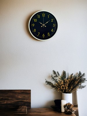 ForWhat Büro Ev Ofis Duvar Saati Için 36CM Krem Golden Rakam Mekanizma