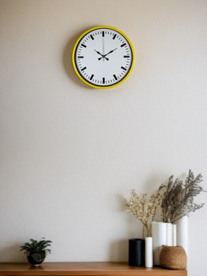 ForWhat Büro Ev Ofis Duvar Saati Için 36CM Sarı Dekor Mekanizma