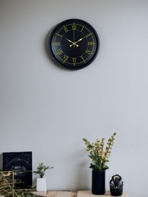 ForWhat Büro Ev Ofis Duvar Saati Için 36CM Siyah Tasarım Mekanizma