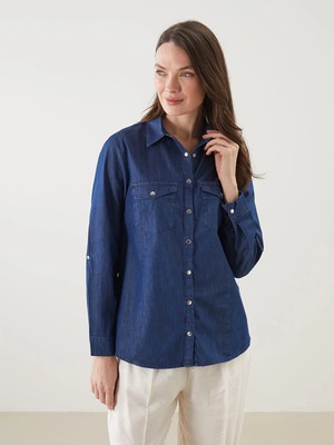 Lc Waikiki Yeni Sezon Gömlek Yaka Kadın Jean Tunik