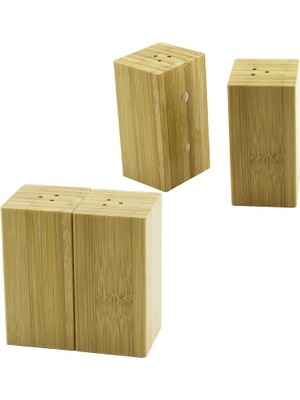 Shopwave 4.5X5CM--Y:9CM   2pcs   Mıknatıslı Ikiz   Ahşap Bambu  Baharatlık - Tuzluk (5047)