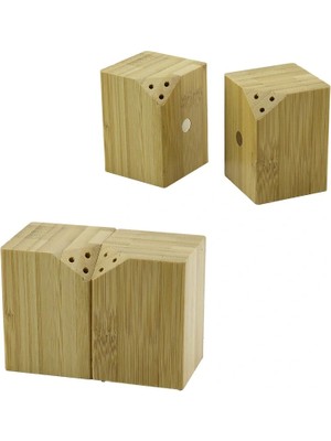 Shopwave 5X5CM--Y:7CM   2pcs   Mıknatıslı Ikiz   Ahşap Bambu  Baharatlık - Tuzluk (5047)