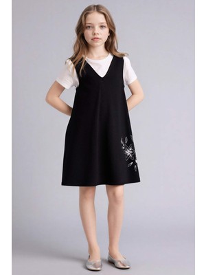 DeFacto 2'li Takım Tişört İşlemeli Elbise Kız Çocuk G7720A826SM