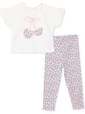 Hellobaby Hellobaby, Kız, Bluz-Tayt, Kiraz Baskılı, Düğmeli, Cherry, Bisiklet Yaka, Uzun Paça, Kısa Kol