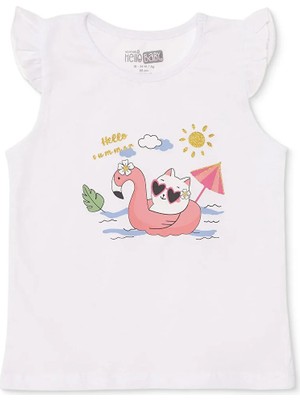 Hellobaby Hellobaby, Kız, Atlet Tshirt, Plaj Baskılı, Bisiklet Yaka, Atlet