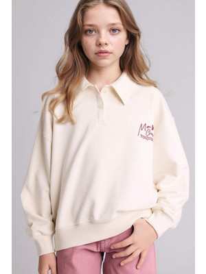 DeFacto Polo Yaka Baskılı Sweatshırt Kız Çocuk E6841A826SP