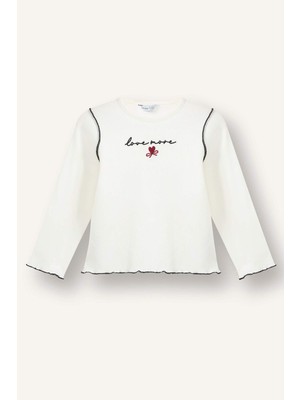 DeFacto Regular Fıt Bisiklet Yaka Fitilli Kaşkorse Uzun Kollu Tişört Kız BEBEK G8103A526SP