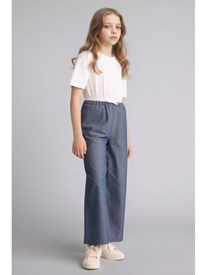 DeFacto Wide Leg Geniş Paça Jean Görünümlü Pantolon Kız Çocuk G6814A826SM