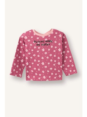 DeFacto Regular Fit Bisiklet Yaka Çiçekli Penye Uzun Kollu Tişört Kız Bebek G9383A526SP