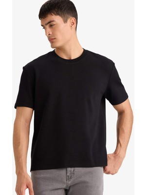 DeFacto Pamuklu Regular Fit Bisiklet Yaka Twill Kısa Kollu Tişört D7912AX26SP