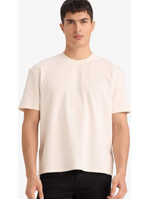 DeFacto Pamuklu Regular Fit Bisiklet Yaka Twill Kısa Kollu Tişört D7912AX26SP