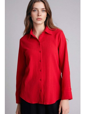 DeFacto Regular Fit Gömlek Yaka Gofre Dokulu Uzun Kollu Gömlek H0467AX26SP