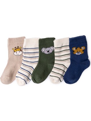 Hellobaby Hellobaby, Erkek, 5'li Soket Çorap, Hayvan Baskılı