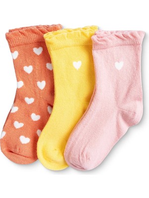 Hellobaby Hellobaby, Kız, 3lü Soket Çorap, Kalp Baskılı