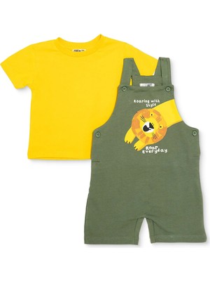 Hellobaby Hellobaby, Erkek, Şort Salopet-Tshirt, Düğmeli, Bisiklet Yaka, Kısa Paça, Kısa Kol